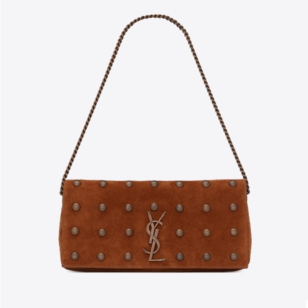 SAINT LAURENT Studded Monogram Kate 99 Bag Suede YSL